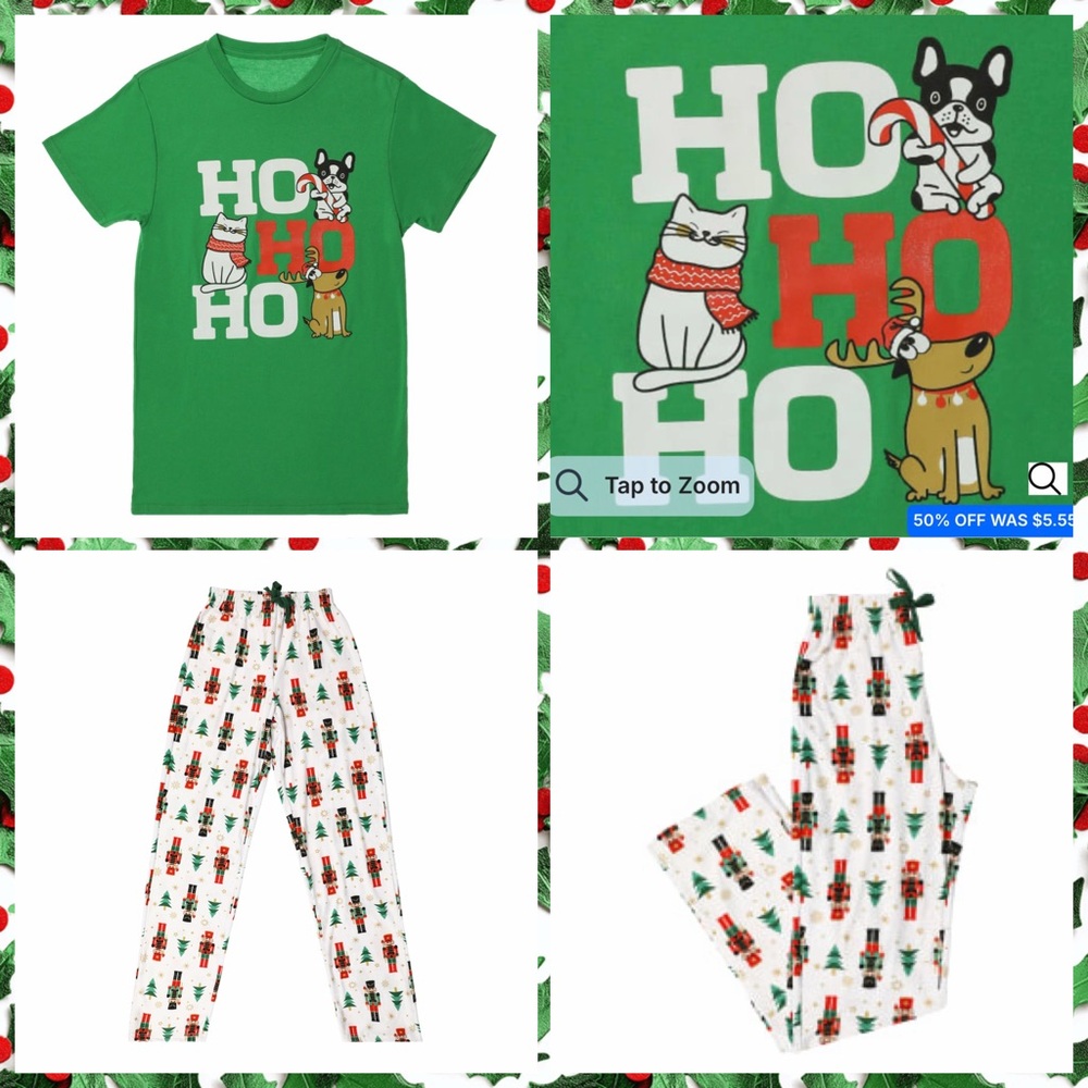 10/$25🦋 Five Below Christmas HO HO HO Tee & Nutcracker Pants Pajama Set - Large
